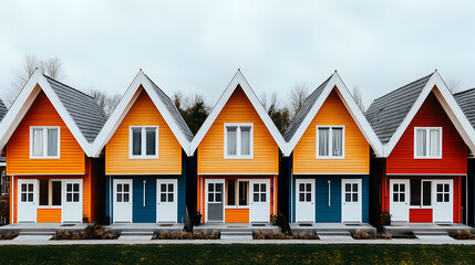 Colorful Row of Houses, home, homes, building, buildings, architecture