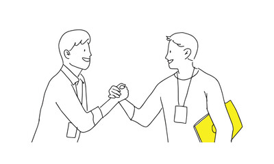 Line drawing of handshake 