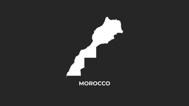 White Morocco Map with Zoom Up Animation Isolated on dark Background