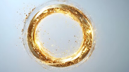 Metallic 3D image of golden luxury galaxy circle on clear background