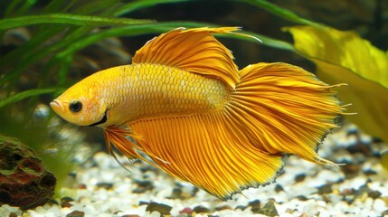 Vibrant Betta Splendens on Solid Color Background