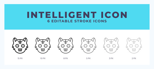 Intelligent cat icon vector for web. And mobile app. Editable stroke outline icon.
