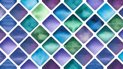 Set of watercolor convex rhombuses on white