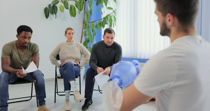 First aid resuscitation, CPR training, medicine, healthcare and medical concept.