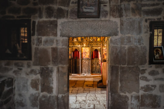 The Saint Mary's Monastery on Zvernec island in Albania. also known as the Monastery of Dormition of Theotokos Mary