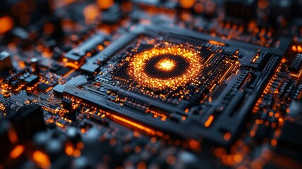 A vision technology concept illustrated with an eye symbol on a microchip