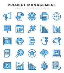 Set of Project Management icons in Two Color style. Two Color Icons symbol collection.