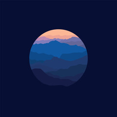 Nature landscape in illustration vector in circle.