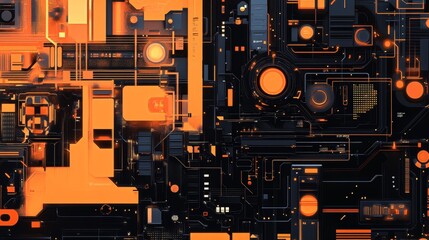 the background in plain orange and black