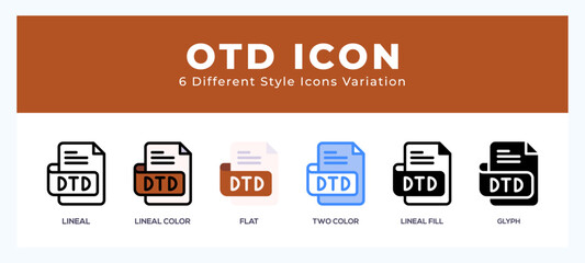 Otd file icons set. Different style of icons simple vector illustration.