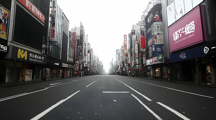 Deserted Street in Tokyo, Japan, city, empty, no people, urban, cityscape
