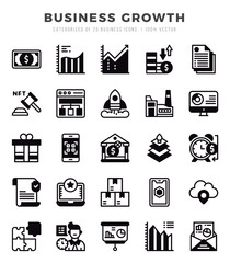 Business Growth Lineal Filled icons collection. 25 icon set. Vector illustration.