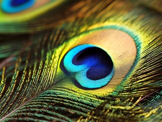 Naklejka premium Tropical Exotic peacock bird feather close up