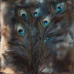 Fototapeta premium Exotic peacock bird feather 