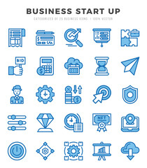 Vector icons set of Business Start Up. Two Color style Icons.