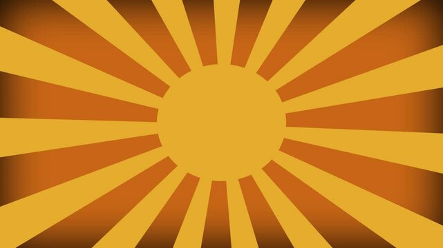 yellow retro rotating spiral background with circle focus space, abstract flat vector looping animation.