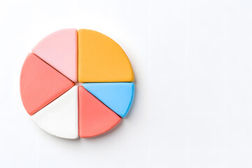 Fototapeta premium Pie chart with segments, isolated on white background