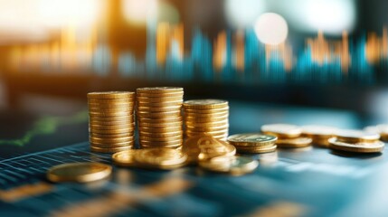 A financial chart with gold bars and coins emphasizes the significance of gold in economic strategies and investment decisions.