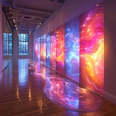 Obraz premium Exploring the fusion of light and space a journey through abstract light installations in modern art
