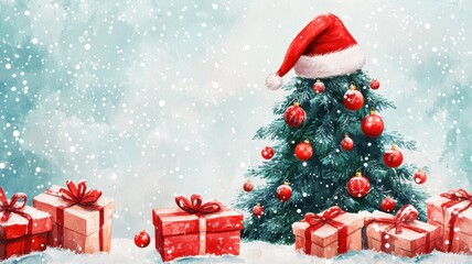 Watercolor Christmas set,Christmas decoration element,Surprise winter holiday realistic objects,Decoration elements for greeting cards banners,Merry Christmas and happy new year greeting concept.