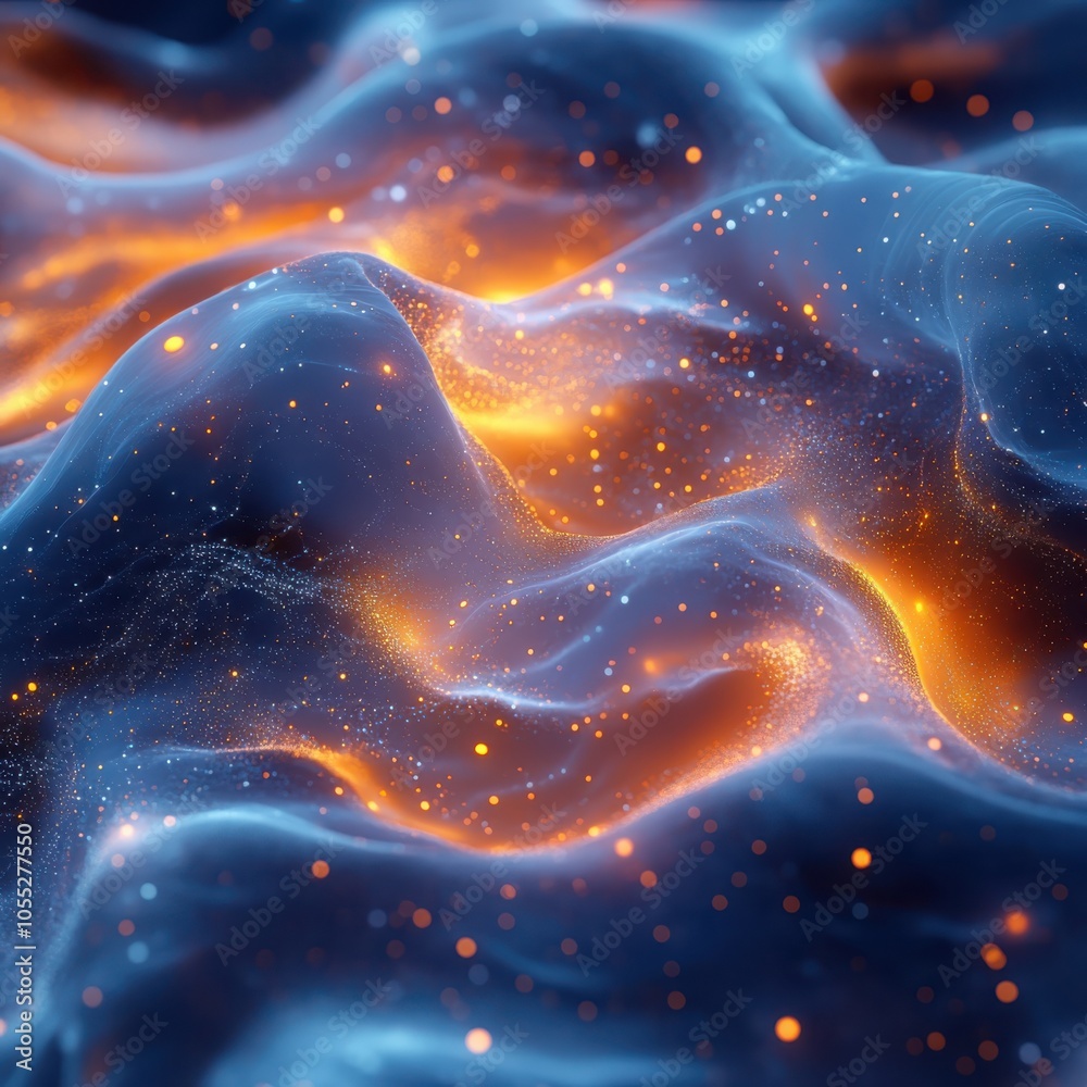 Poster exploring the dynamics of abstract microfluidics visualization in liquid behavior and flow patterns 