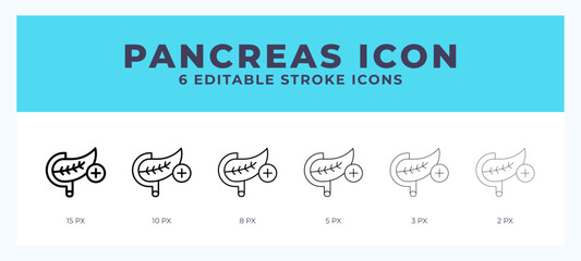 Pancreas line icon symbol. Logo. Icon vector illustration with editable stroke.