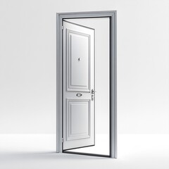front view an open door standing isolated realistic
