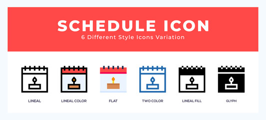 Schedule icon illustration vector with different styles