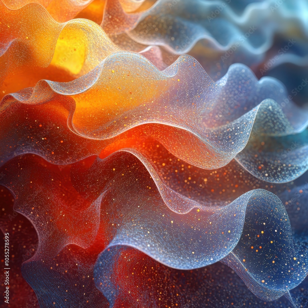 Poster exploring abstract protein folding a visualization of biochemical structures and processes in colorf