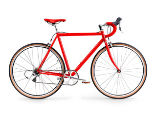 Fototapeta premium Side view racing bicycle, isolated on white background