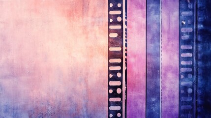 Fototapeta premium Abstract grunge film texture with light purple and pink stripes.