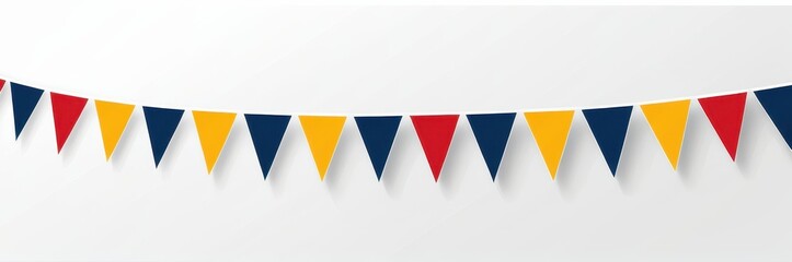 Classic pennant banner: Triangular flags arranged with precision, floating on a white background.