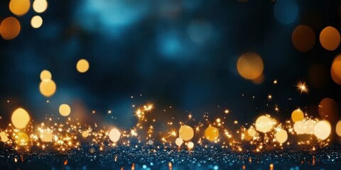 Naklejka premium Vibrant Fireworks on Dark Blue Background with Bokeh Effect