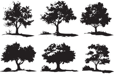 Set Trees. Hand drawn vector illustration	