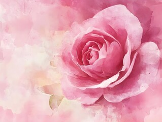 Fototapeta premium Botanical Pink Watercolor Rose Nature Floral Flower 