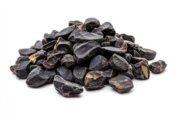Obraz premium Black Turtle Beans. Pile of Dried Raw Black Turtle Beans on White Background