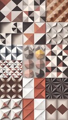 Fototapeta premium Collection of creative minimalistic geometric seamless patterns, textured backgrounds