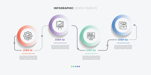 Infographic 4 Step timeline journey, calendar Flat simple infographics design template. presentation graph