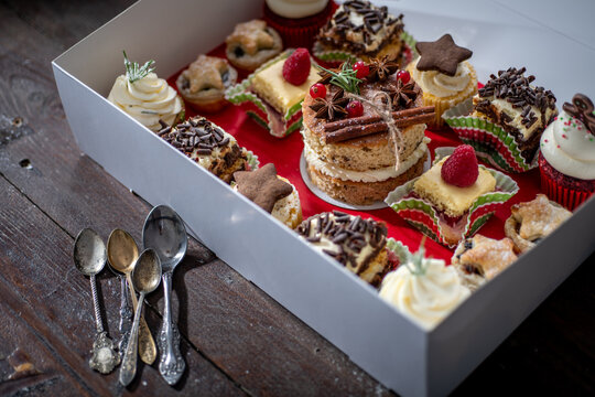 Christmas cake box and decoration