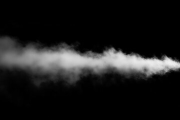 Softly diffused floating cloud and mist isolated against a dark background. Ideal for themes of fog, and vapor. Perfect for creative uses in design or conceptual backgrounds.