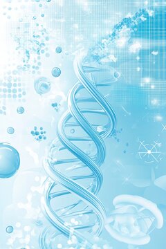 An abstract background for medical posters, featuring DNA and bubbles in light blue tones.