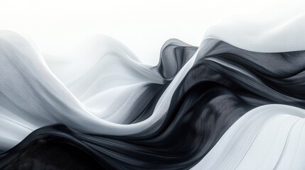 Abstract black and white flowing lines on a white background.
