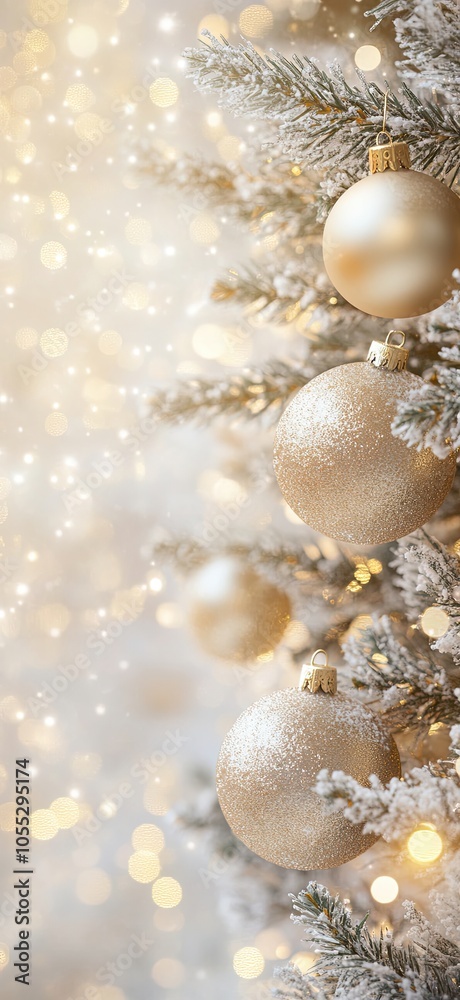 Canvas Prints a close-up of the christmas tree with lights and ornaments against a blurred background of sparkling