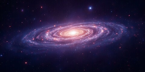 Andromeda Galaxy Featuring A Bright Central Core With Spiraling Arms Of Stars And Gas Clouds Against Dark Space