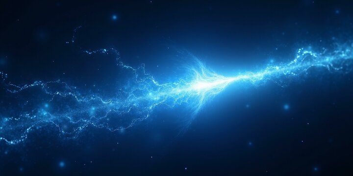 Glowing Electric Blue Energy Ribbon Streaking Diagonally Across A Dark, Star-Speckled Space Backdrop
