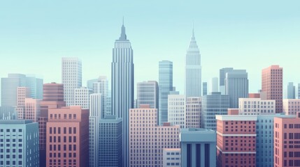 Obraz premium Stylized Cityscape with Tall Buildings