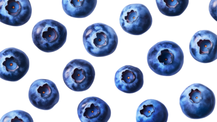 Blueberry Fruit Pattern Isolated on Transparent Background