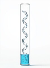 A test tube with a blue liquid. 