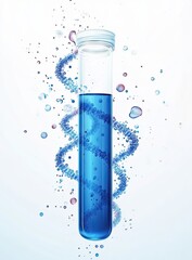 A test tube with a blue liquid. 