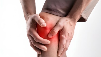 Muscle strain, ligament damage. Man with sore legs. Concept: pain in joints and legs.